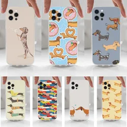 Dachshund Sausage Dog Phone Case For iPhone 16,15,14,13,12,11 Plus,Pro,Max,XR,XS,X,7,8 Plus,SE,Mini,Transparent,Silicone Case