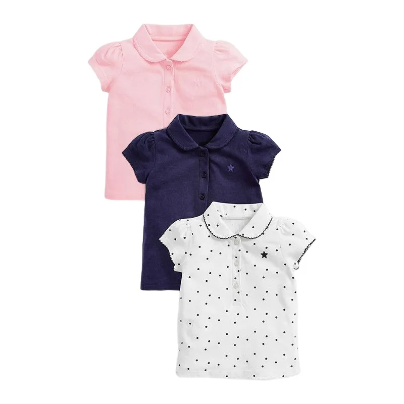 Baumwoll-Kinder-Poloshirt Sommer Kurzarm Revers Kinder-Oberteil Weich Atmungsaktiv Jungen Mädchen Lässige Alltagskleidung Kleinkinder – Detail 5