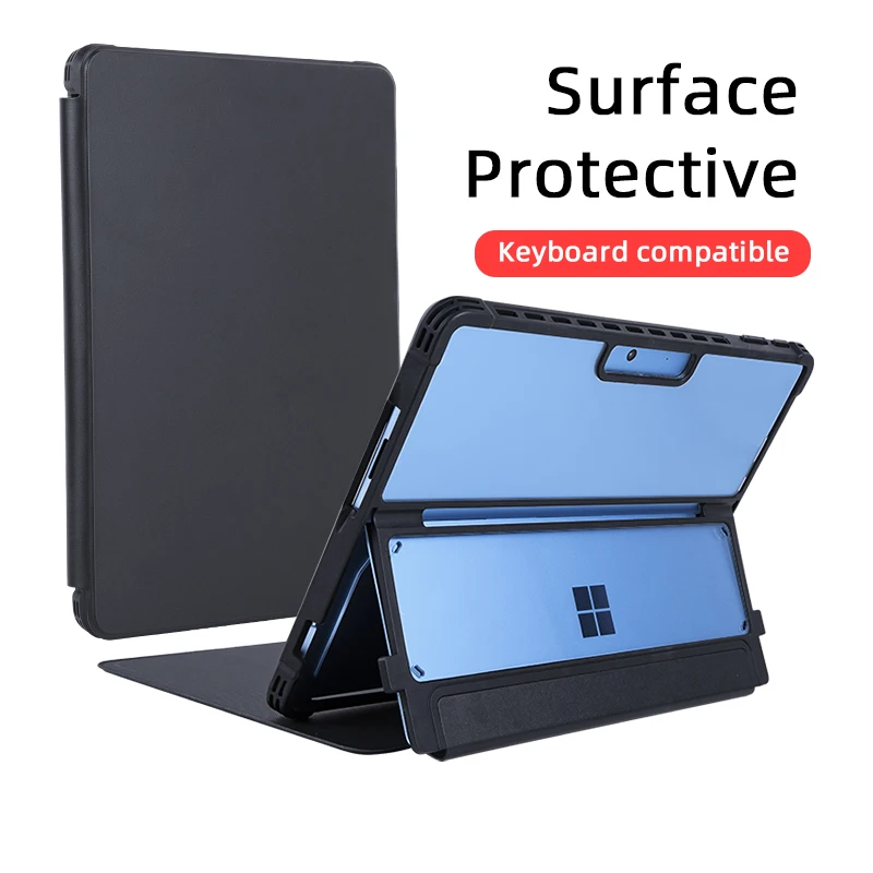 

For Microsoft Surface Pro 9 10 11 All-in-One Protective Case Rugged Cover Case Soft Pu+Acrylic Tablet Case 2024 New