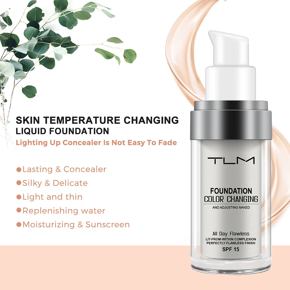 TLM Foundation Magic Color Changing Foundation Liquid Soft Matte Long Lasting Hydrating Makeup Base maquiagem