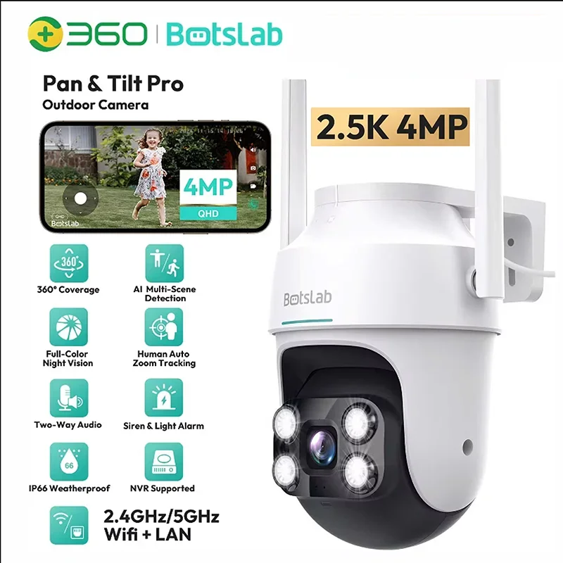 Botslab 2/2.5/3K 3/4/5MP Indoor/Outdoor Security Camera WIFI AI Human Detection Camera Night Vision Security Cloud+Local Camera