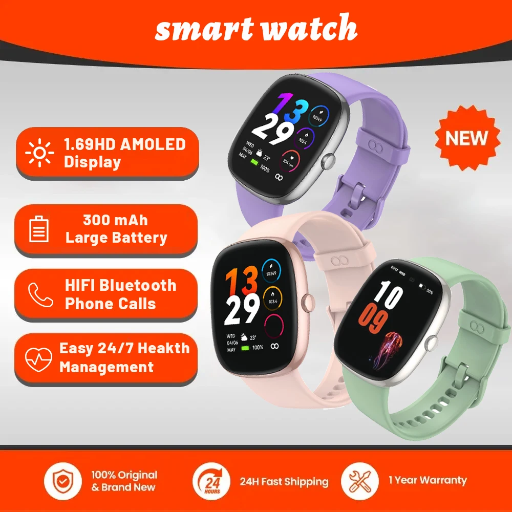 

HD Smart Watch 1.69' for iPhone/Android with 100+ Sports Modes Heart Rate Sleep Monitor Pedometer - Unisex Smartwatch