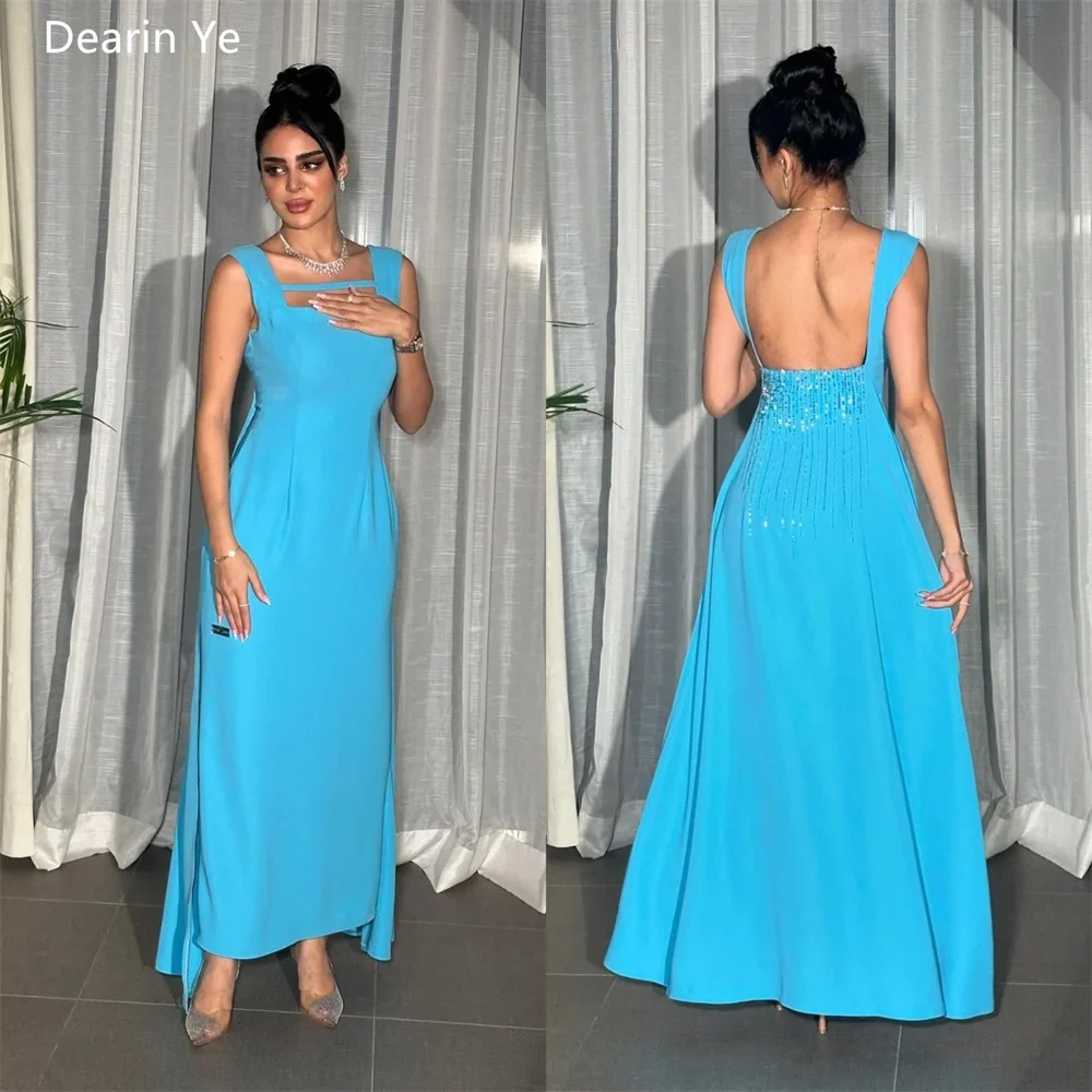 

Customized Saudi Arabia Dearin Shoulder Girdle A-line Floor Length Skirts Draped Open Back Sleeveless Bespoke Occasion Dresses E