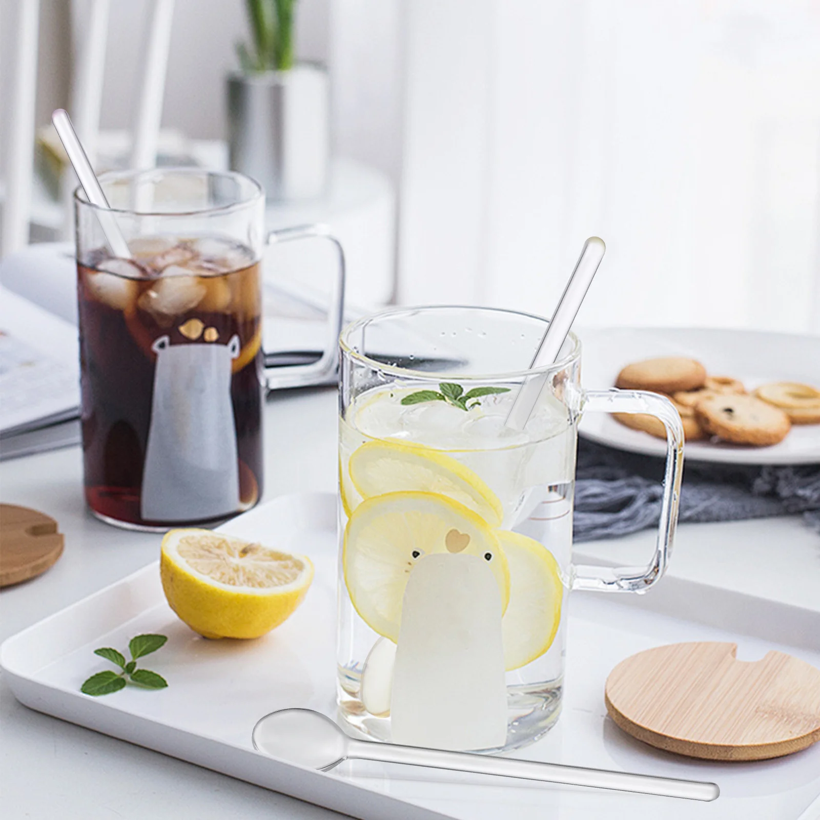 

6Pcs Glass Stirring Spoons Long Handle Coffee Tea Mixers Drinks Mixer Ice Cream Honey Spoons Coffee Spoon Ice Cream Spoon