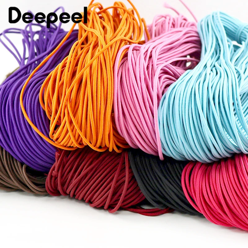 

45/90M 2mm Color Braided Rubber Cord Hairwear Round Elastic Rope Clothes Shoes Stretch Ropes Hat String Cords DIY Craft Material