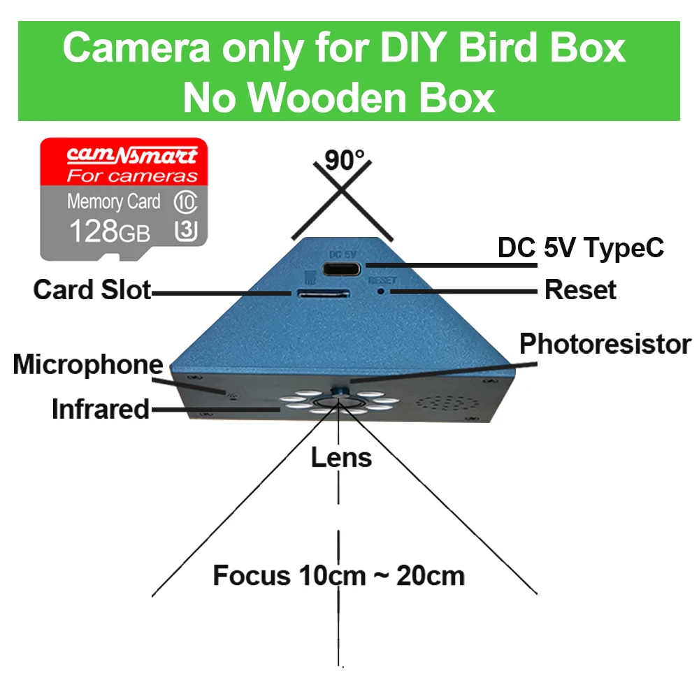 Tuya Smart Life WiFi HD Camera voor Vogelhuis, Draadloze APP Afstandsbediening, Live View, Nachtzicht, Plug-in Voeding, Eenvoudige Installatie, DIY Cadeau