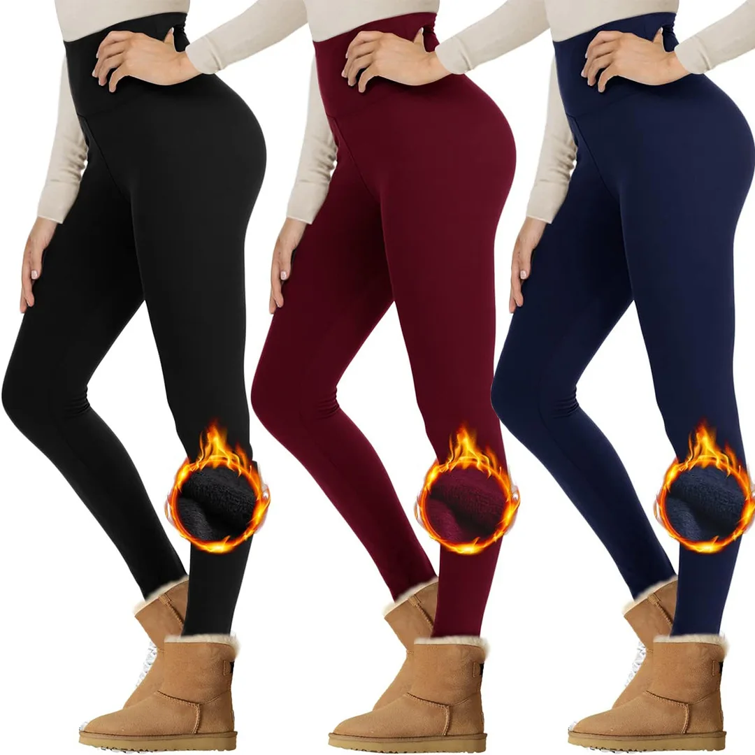 

Women's Fleece-Lined High-Waisted Leggings, Winter Yoga Pants with Tummy Control - Soft & Warm Thermal Base Layer