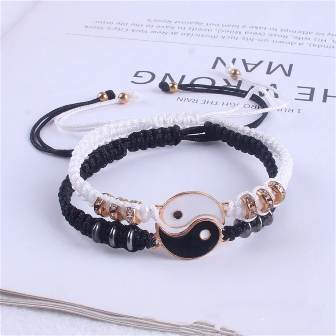 Tai Chi Yin Yang Couple Bracelet for Lover Handmade Woven Baided Rope Adjustable Bracelets Bff Friendship Bangles Jewelry Gift