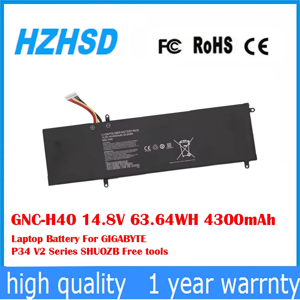 

GNC-H40 14.8V 63.64WH 4300mAh Laptop Battery For GIGABYTE P34 V2 Series SHUOZB Free tools