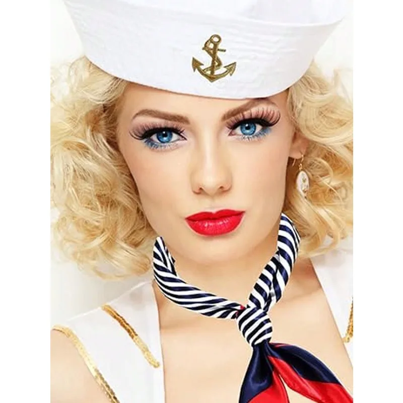 2 قطعة قبعات كابتن اليخوت ، قبعات البحارة ، الأوشحة ، قبعات البحارة ، زي السفينة ، فستان الكابتن الذكور والإناث زي حفلة الهالوين