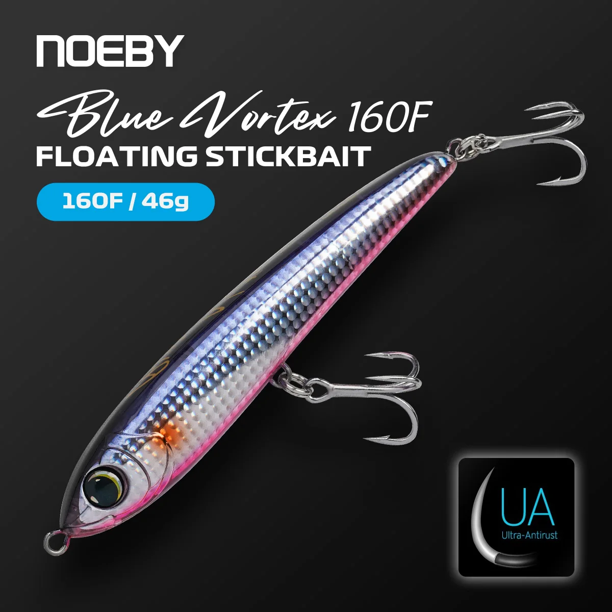 

NOEBY Floating Stickbait 160mm 46g Blue Vortex Pencil Rolling Action Hard Bait Offshore Big Game Saltwater Tuna GT Fishing Lures