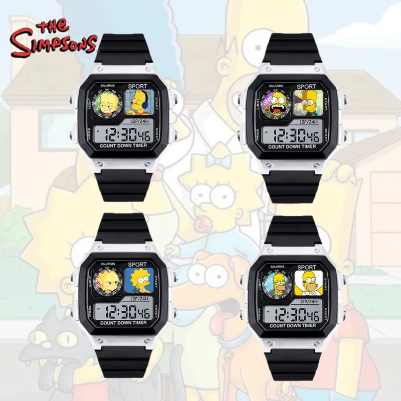 

Новые водонепроницаемые цифровые часы с персонажами мультфильма «Симпсоны» для мальчиков и девочек, милые водонепроницаемые студенческие часы, праздничный подарок