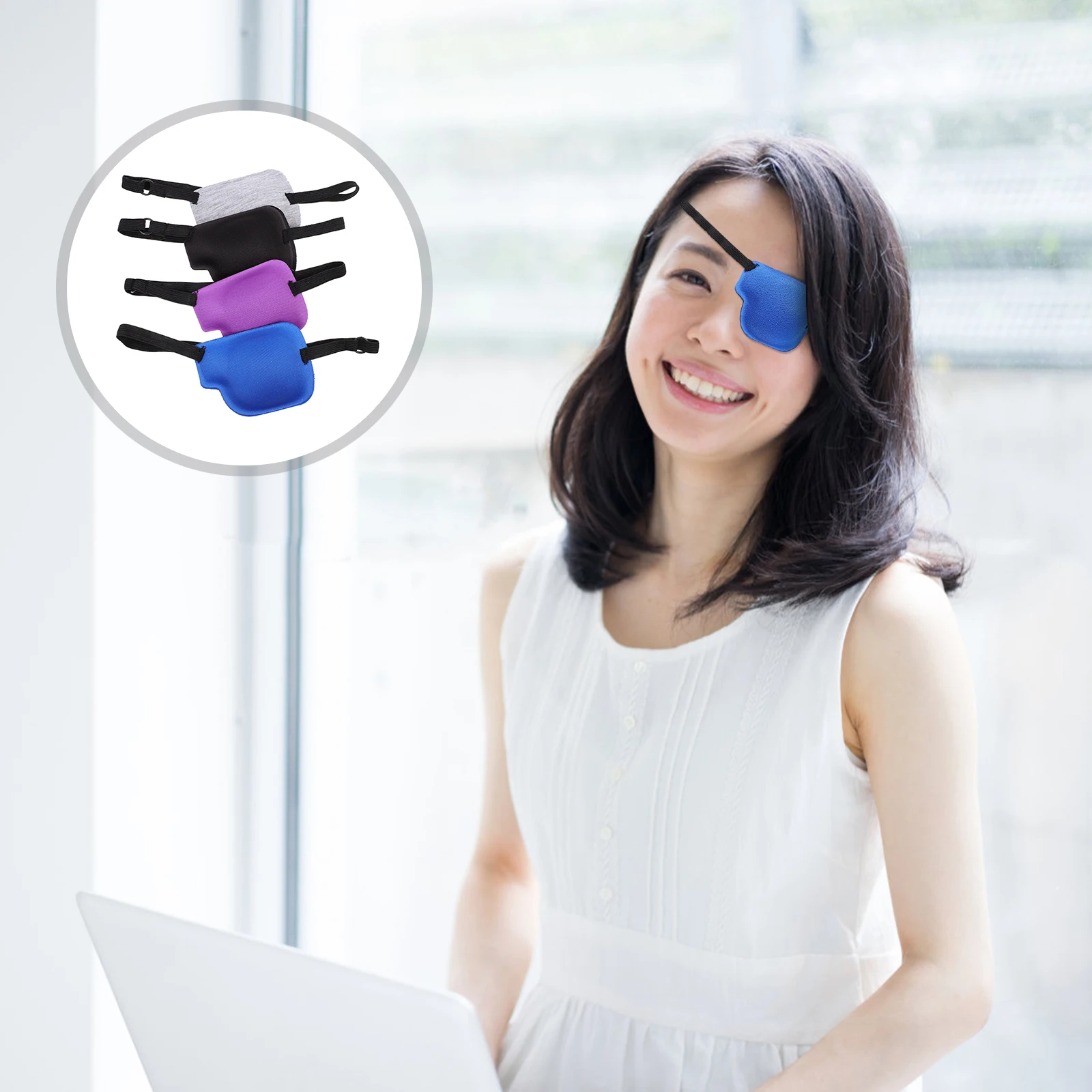 

4pcs 3D Eye Cover Adjustable Elastic Strap Amblyopia Correct Tool For Adult Lightweight Portable Sleep Aid Shading Mask