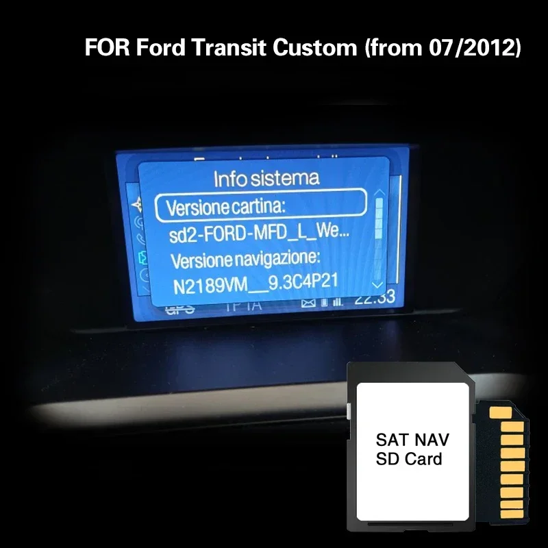 MFD 2022 San Marino Slovakia Slovenia Spain Map Update Data for Ford Transit Custom (from 07/2012) Sat Nav Memory Card