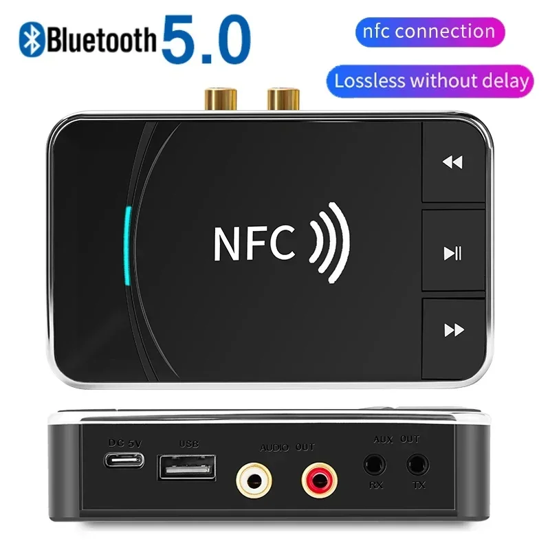 

2025 NFC 5.0 Bluetooth Receiver A2DP AUX 3.5mm RCA Jack USB Smart Playback Stereo Audio Wireless Adapter For Car Kit Speaker New