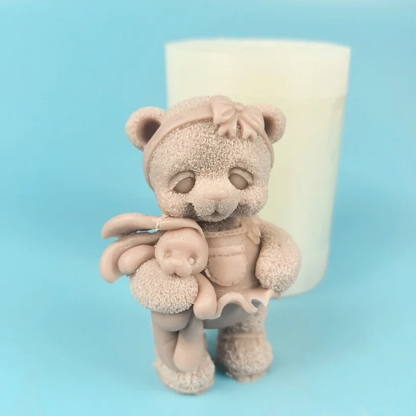 

3D Bear Cut Animal Teddy Molds Toy Silicone Moulds Handmade Soap Fondant Cake DIY Tools Aroma For Cake Decorations Artwork