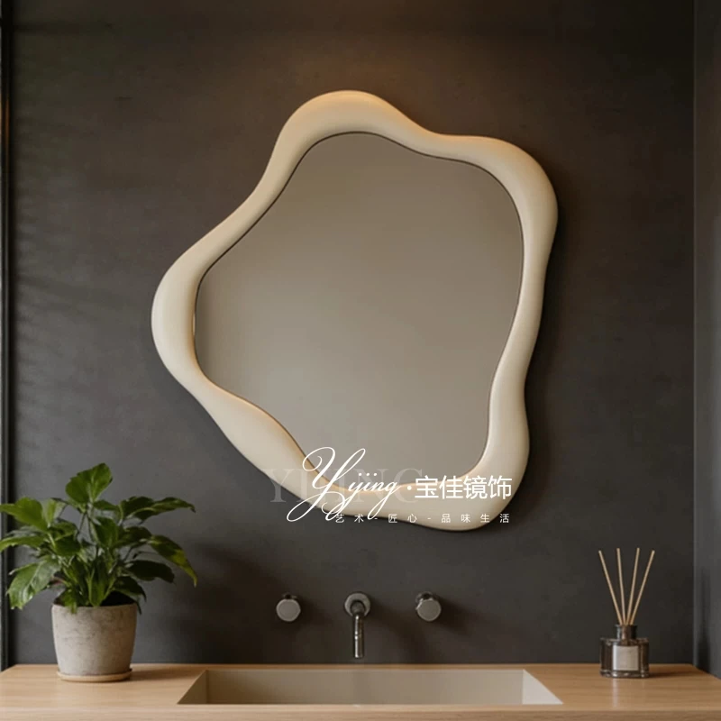 

Smart Wall Lighted Bathroom Mirror Toilet Led Shower Irregular Wood Vintage Bathroom Mirror Baroque Ornate Home Furniture