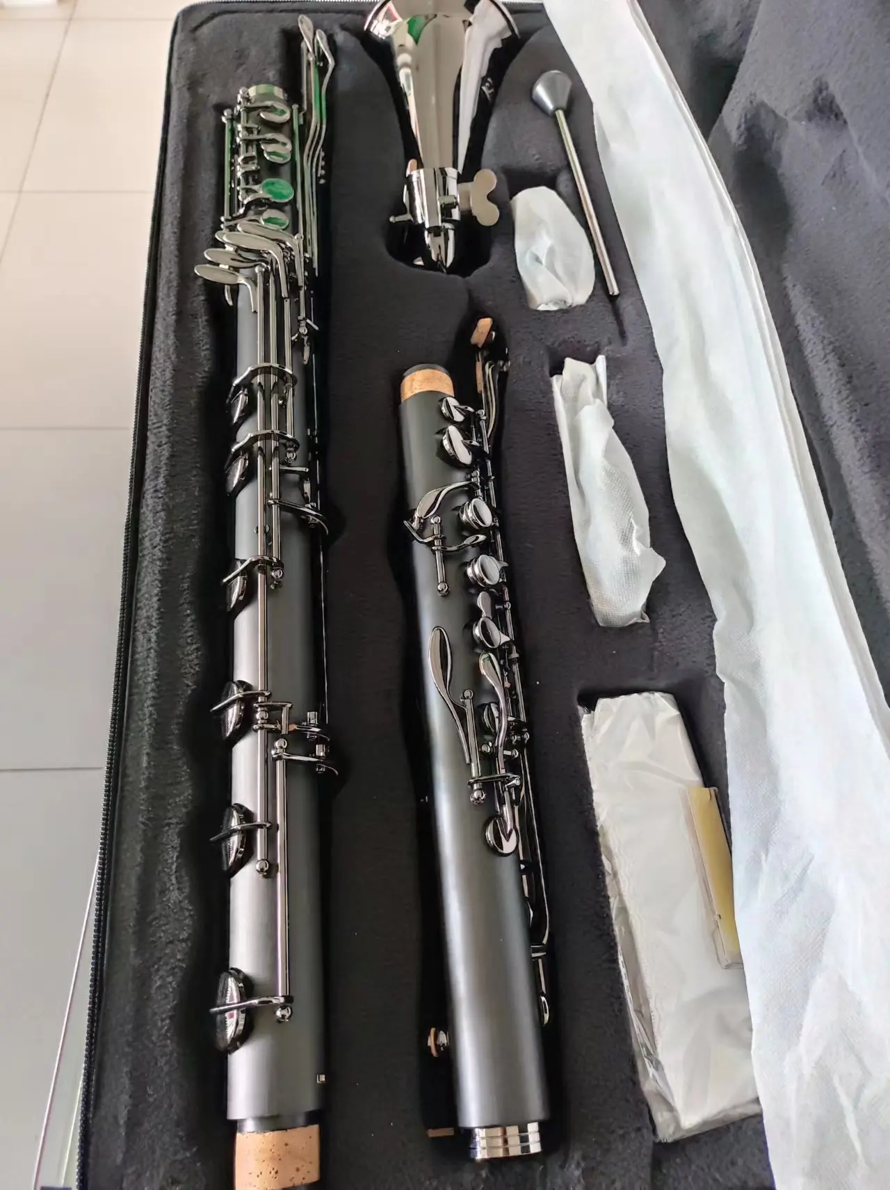 ABS Bass Clarinet ( Low C )pro Level Easy blowing great,236 SILVER plated keys