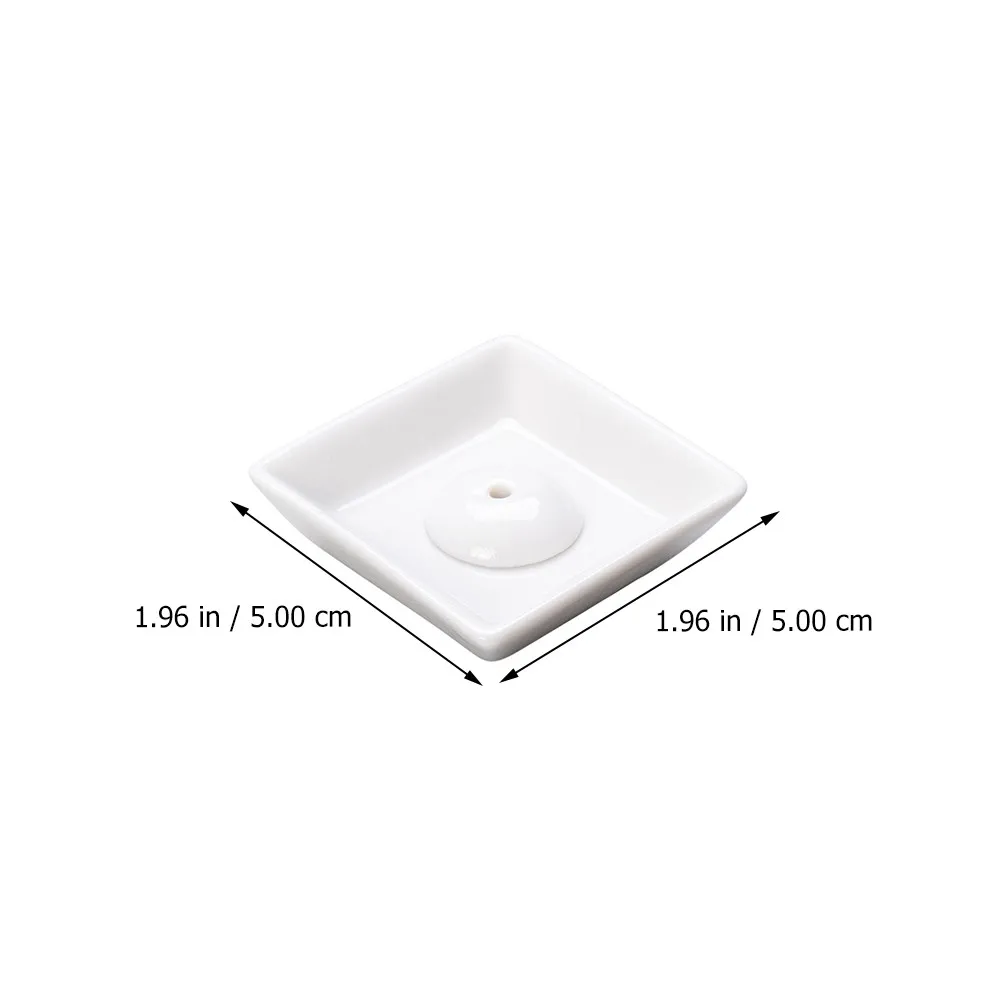 2Pcs White Ceramic Incense Stick Tray Round Square Shape Premium Material No Rust No Fading Desktop Decoration Office Tea