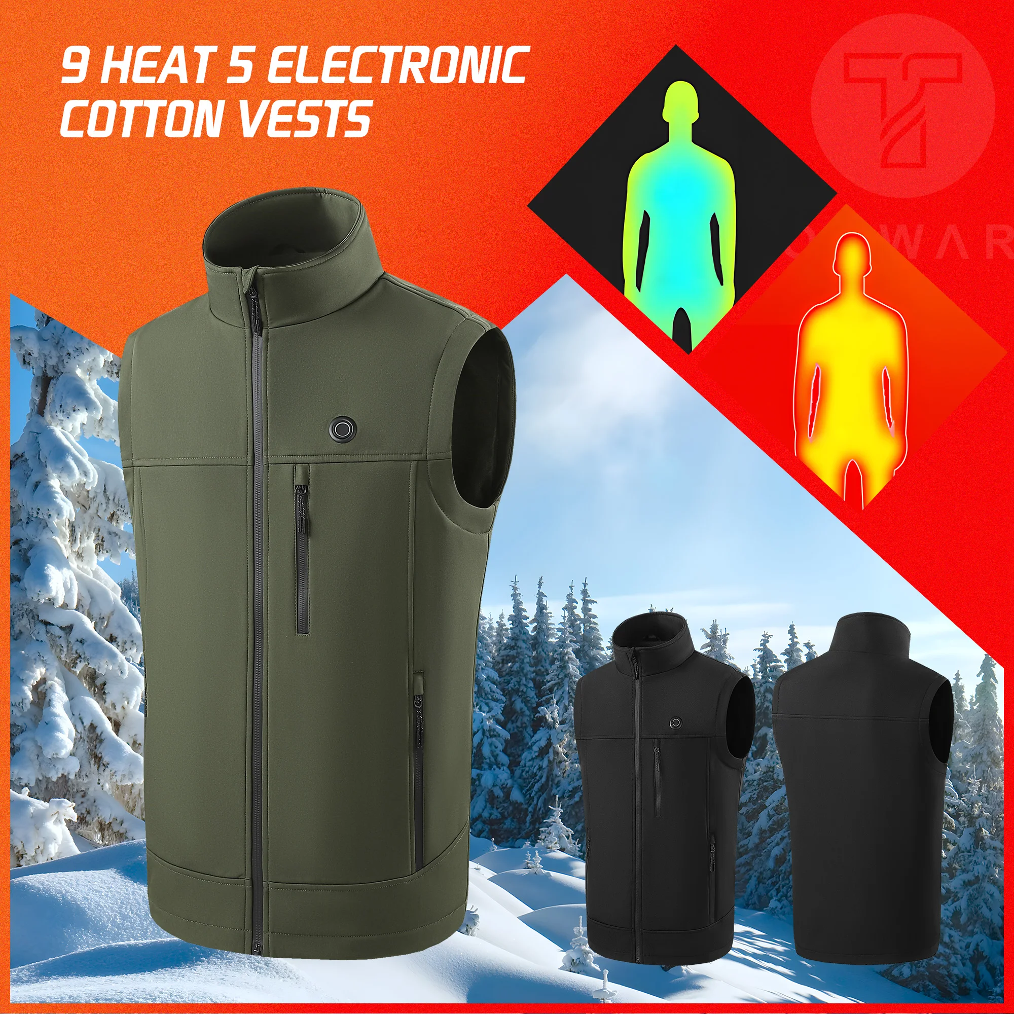 TODWARM Heated Vest Men Women USB Heated Jacket Heating Vest Winter Electric Heated Vest Outdoor Hiking Vest Winter Warm Vests