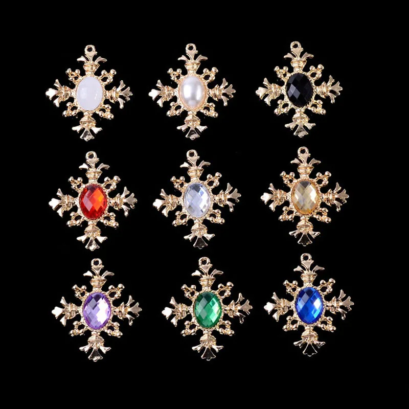 

2022New 100Pcs Alloy Cross Acylic Flower Button for Wedding Decoration or DIY Necklace Pendants Accessories RM