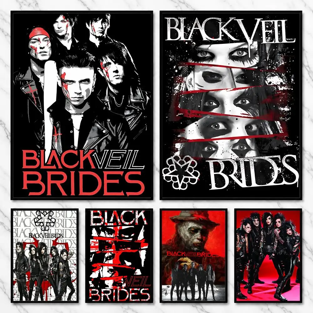 Black Veil Brides Gothic Emo Theatrical Music Visual Poster Self-Adhesive Unframed Fashion Wall Prints for Office & Home Decor