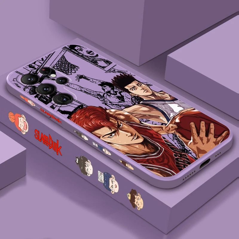 

S-Slam Dunk Anime Fashion Cool Liquid Left Rope For Samsung Galaxy S24 S23 S22 S21 S20 FE S10 Ultra Plus Lite 5G Cover Cover
