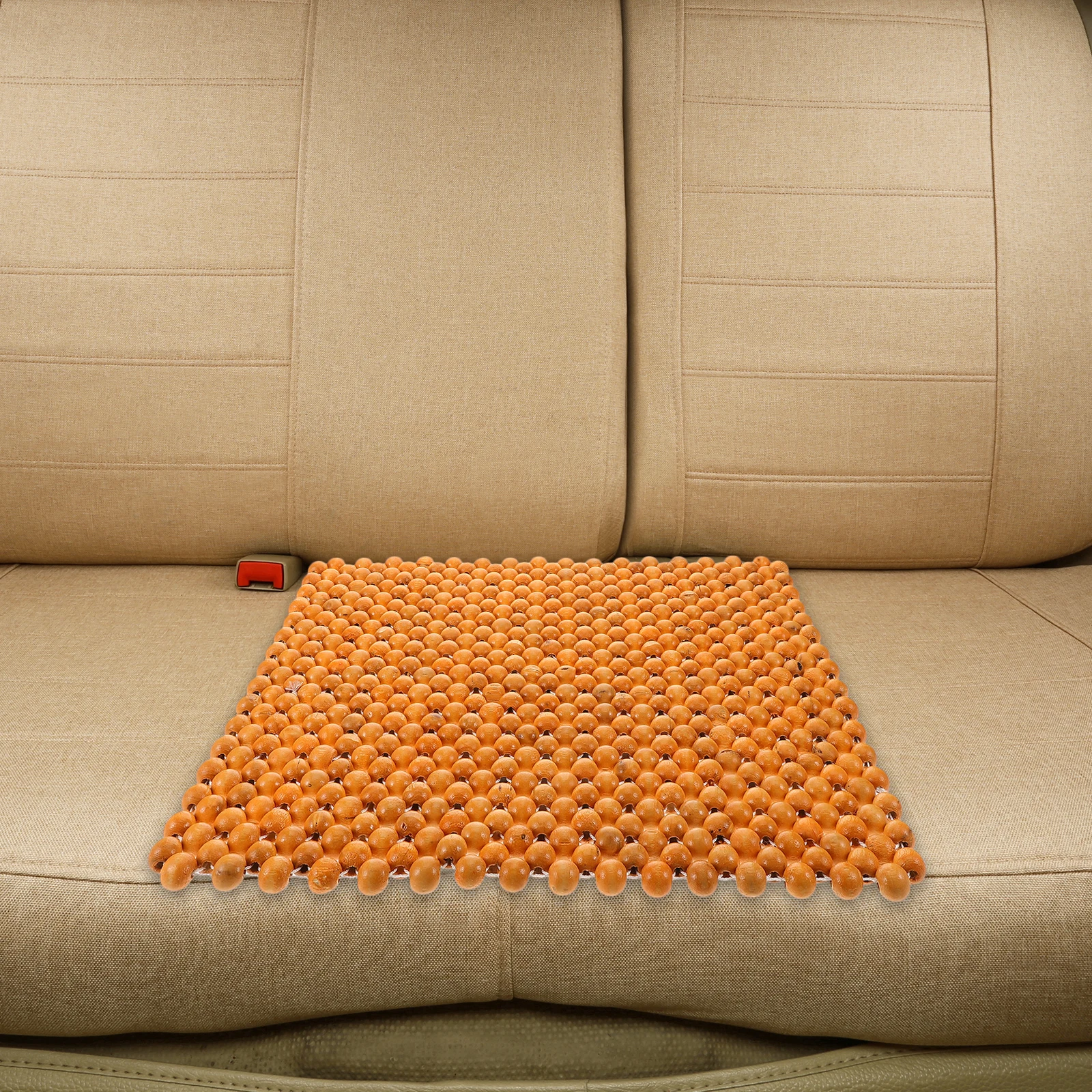 

Car Seat Cushion 44x44CM Beaded Wooden Ventilation Cooling Pad for Summer Comfort Automotive Khaki Color Universal Fit