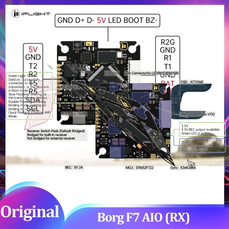 

iFlight Borg F7 AIO (RX) с монтажными отверстиями 25,5*25,5 мм для деталей FPV
