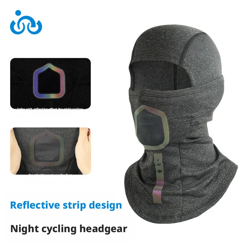 Winter night riding fleece lined thickened reflective strip warm headgear cold proof neck protector all in one multifunctional b