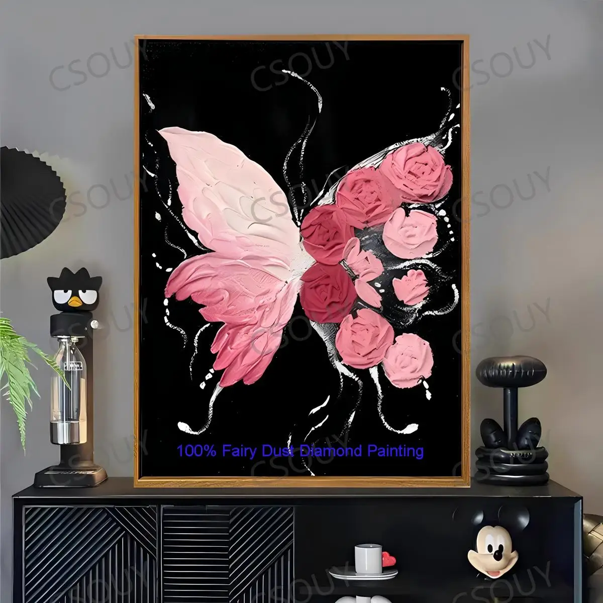 

100% сказочная пыль, сделай сам, алмазная живопись, вышивка крестиком, розовая бабочка, цветок, 5D вышивка, квадратная мозаика, домашний декор, рукоделие Crysta