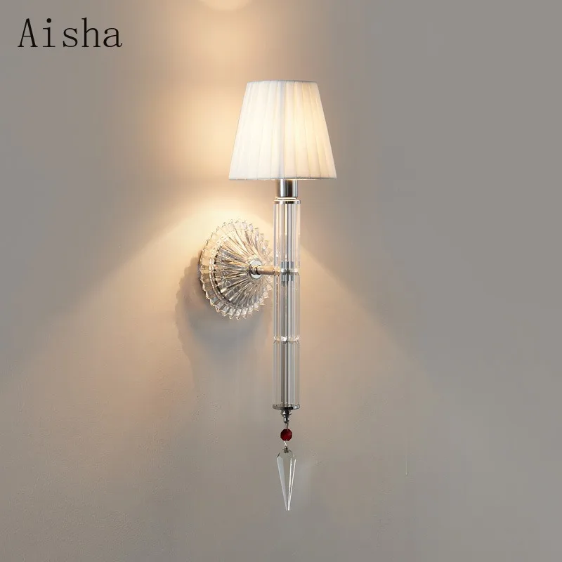 

Европейский свет, роскошный хрустальный стеклянный настенный светильник E14, фон для гостиной, настенный декоративный коридор, коридор, светодиодные бра