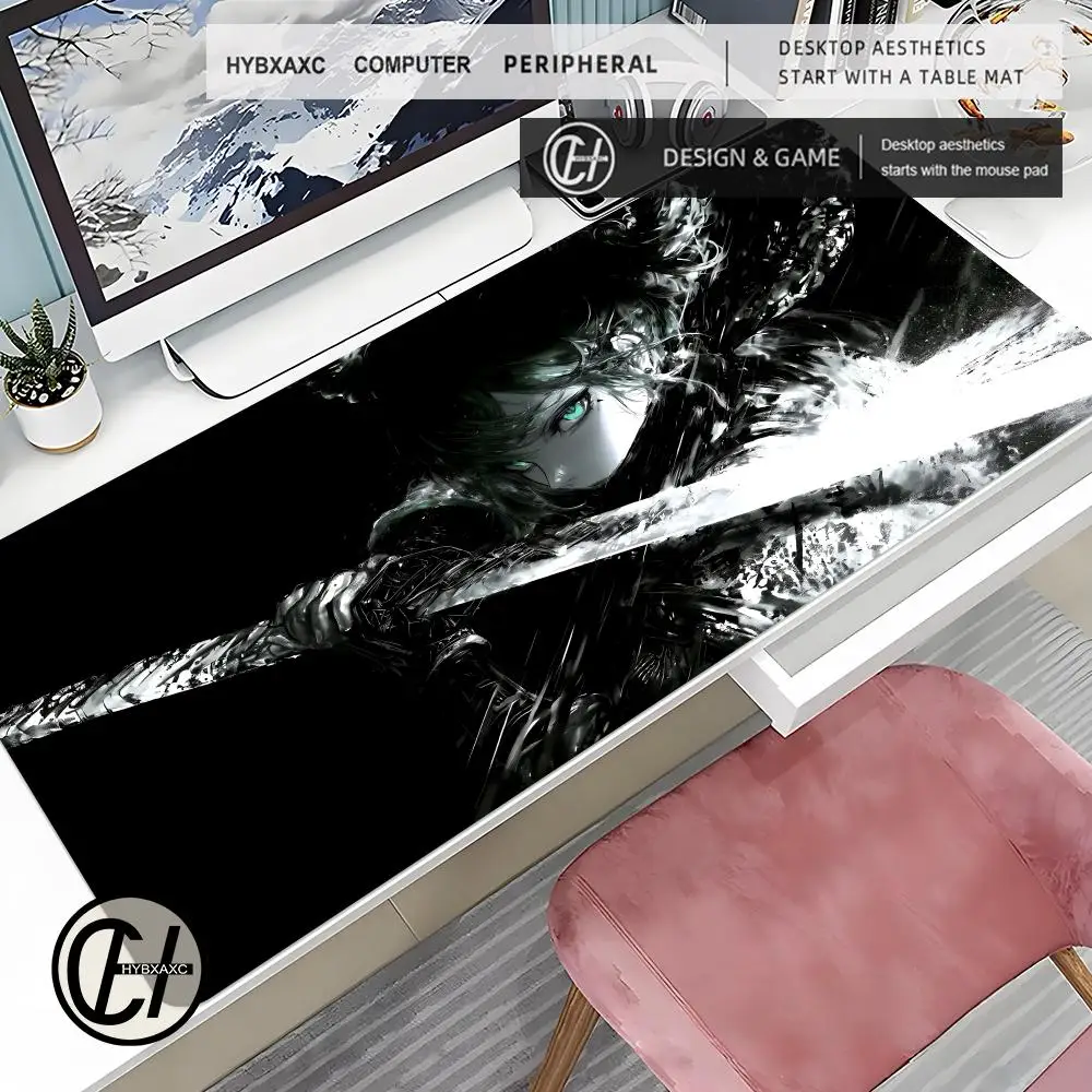 

Black And White Comic Wind Sword Mouse Pad Computer Laptop emale warrior style Keyboard Mouse Mat Large Keyboard Gamer Desk Mat