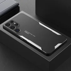 Luxury Aluminum Alloy Phone Case for Samsung Galaxy S25 S24 Ultra S23 22 21 20 10 Note 20 10 Plus Ultra FE on TPU Soft Edge Cove