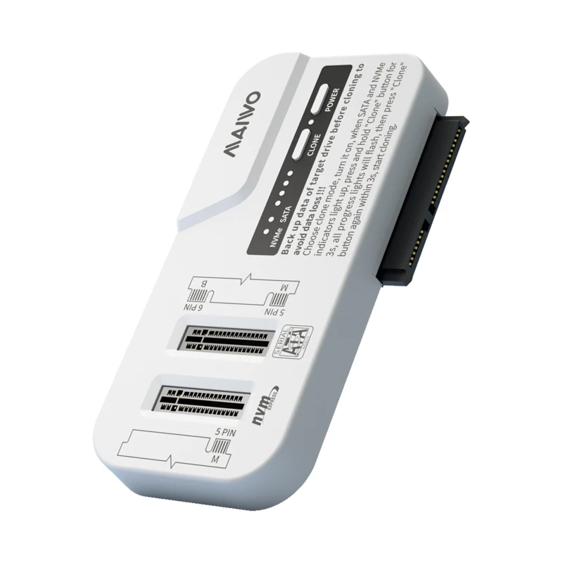 Kloner dysków MAIWO M.2 NVMe i 2.5/3.5 SATA SSD HDD, adapter czytnika dysków twardych USB C 10 Gbps do dysków M.2 SSD i 2.5/3.5 cala SATA, bez użycia narzędzi — zdjęcie produktu 7