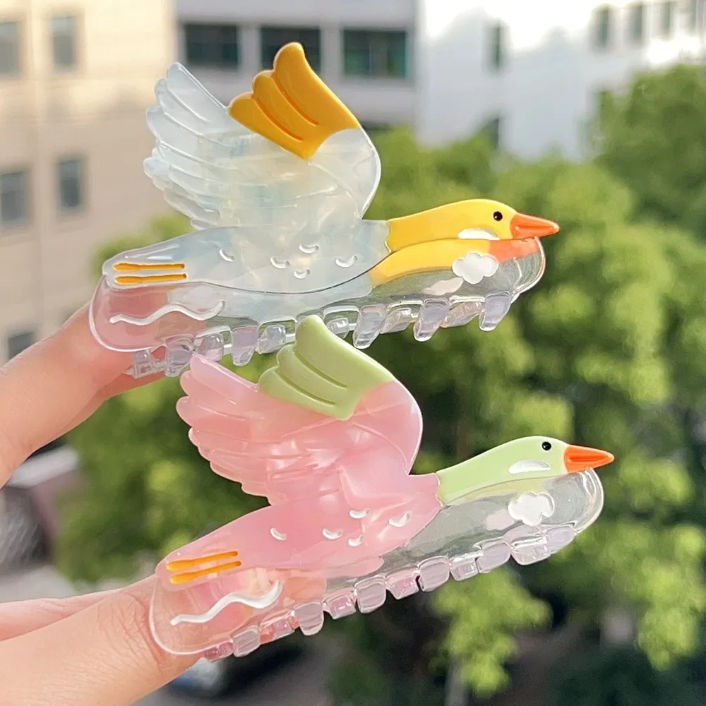 

Creative Cartoon Wild Goose Shark Clip Vintage Acetic Acid Bird Hair Claw Hairpin Non-slip Acetate Shark Clip Party