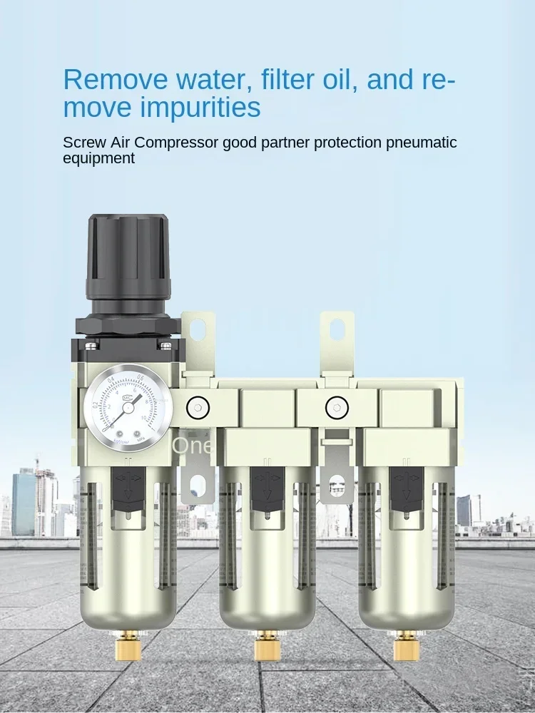 

Compresseur d'air comprimé triple avec drainage automatique, filtre de précision, séparateur huile-eau