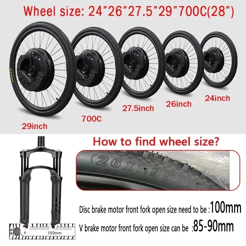 Wireless Ebike Kit Conversion All in One Motor Wheel for Electric Bike Conversion Kit 350w 36v 7.2AH 45KM/H Speed Disc/V Brake
