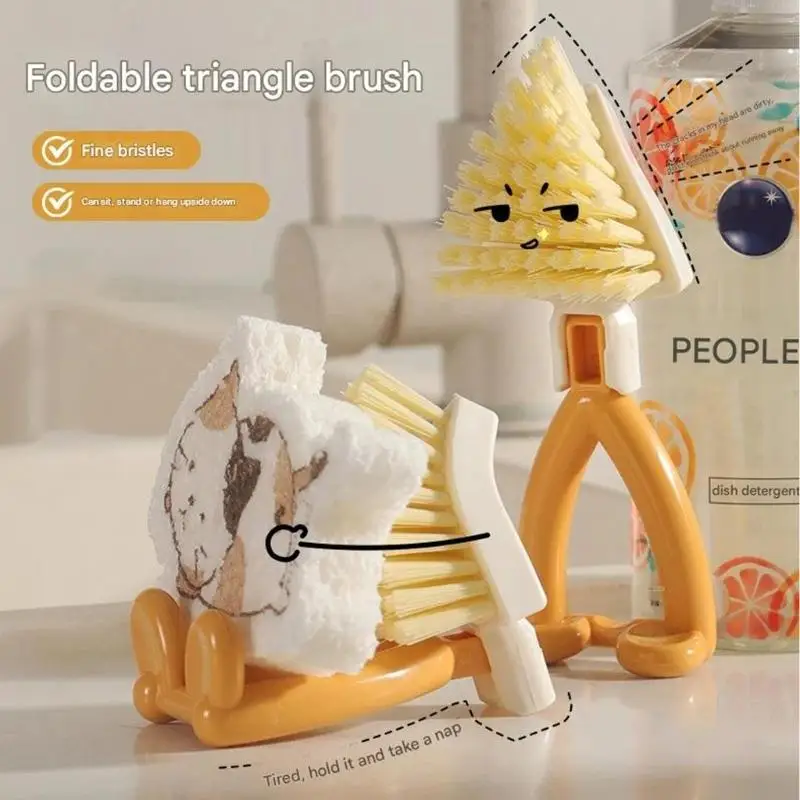 Ergonomic Triangles Scrub Brush Stands Uprights Fold Design Toughes Nylons Fibers Home 55KF