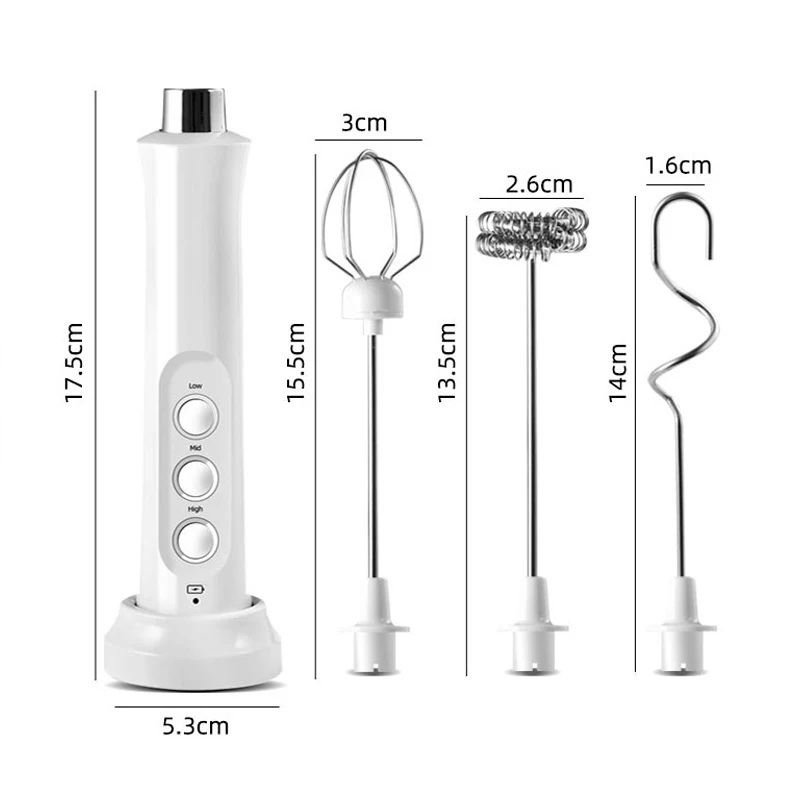 Espumador de leche eléctrico 3 en 1, Espumador de café portátil recargable, mezclador de bebidas de alta velocidad, máquina de espuma para el hogar