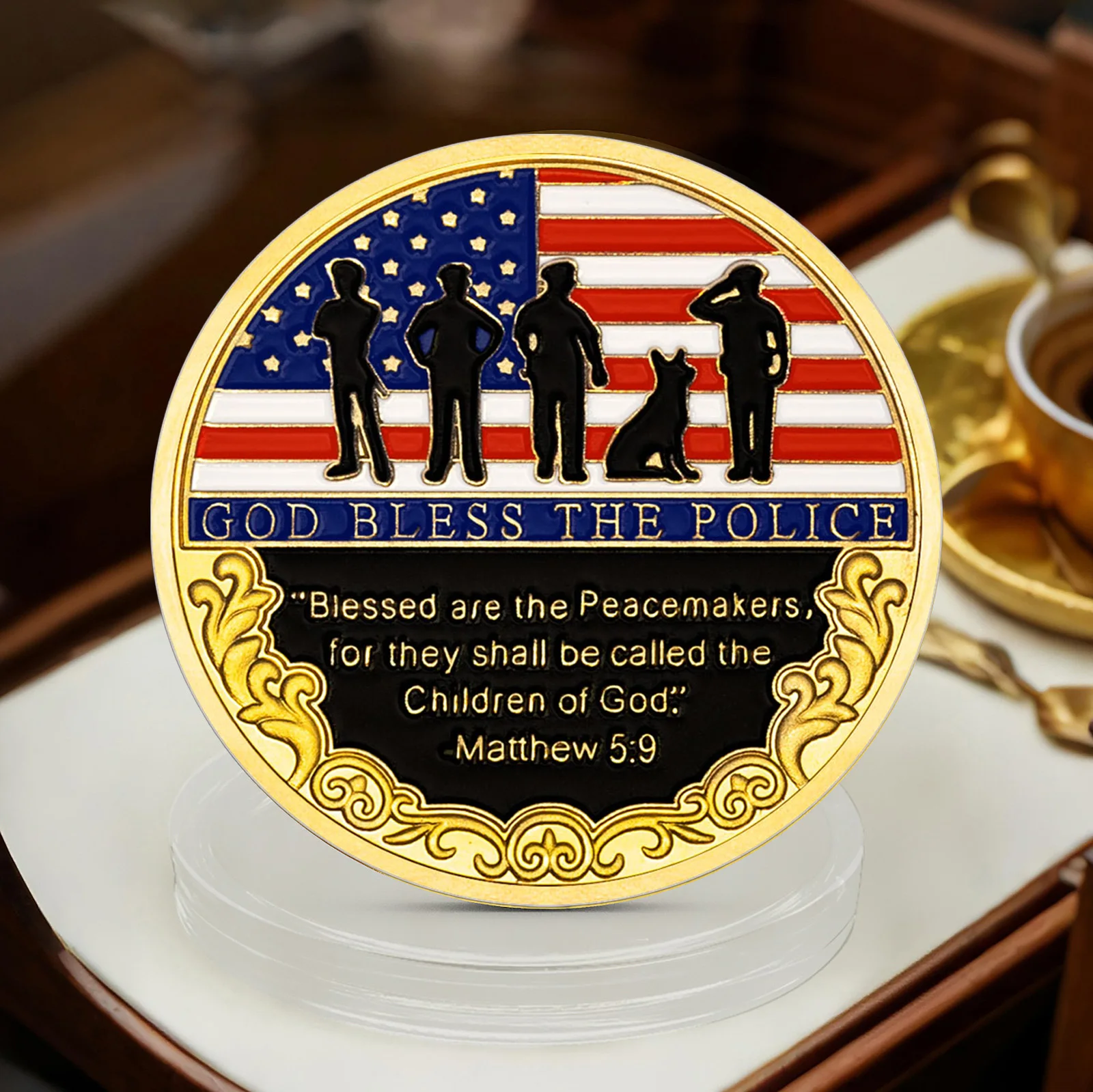 شكرًا لك على عملة تذكارية لخدمتك، يبارك الله على الشرطة، عملة تذكارية مطلية بالذهب لتزيين المنزل #1