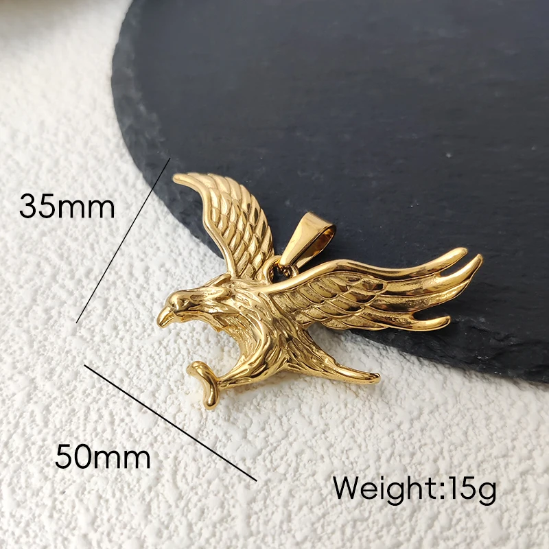 18K Gold Plated Stainless Steel Eagle Pendant, Eye Catching, Must-Have for Hip Hop Lovers, Suits Nightclubs & Casual Outfits