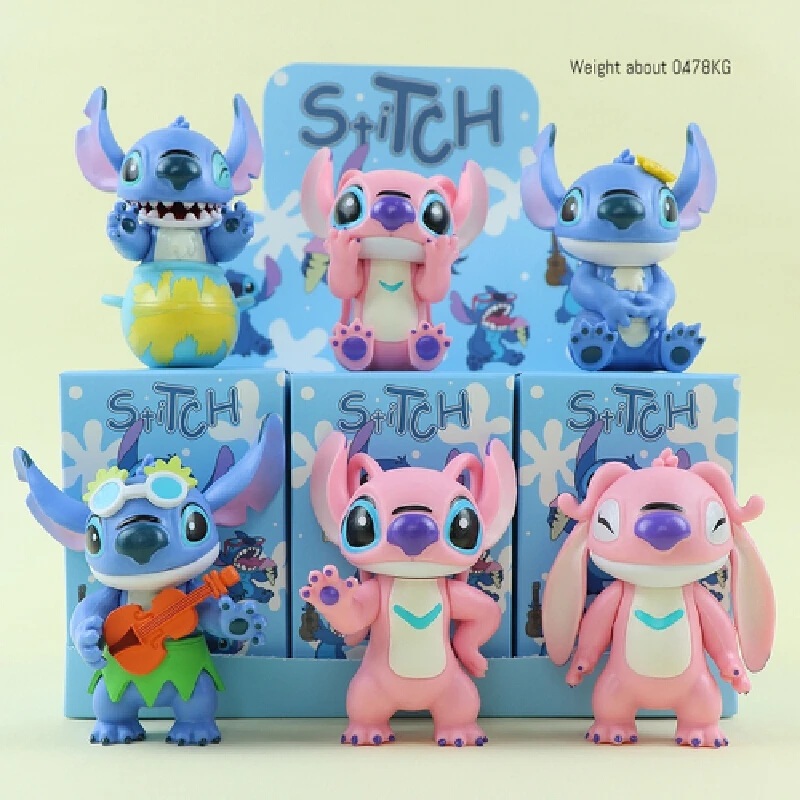 Caja ciega hecha a mano de la serie Disney Stitch, muñeco de peluche de punto periférico de animé, adorno de coche, modelo de caja ciega hecho a mano