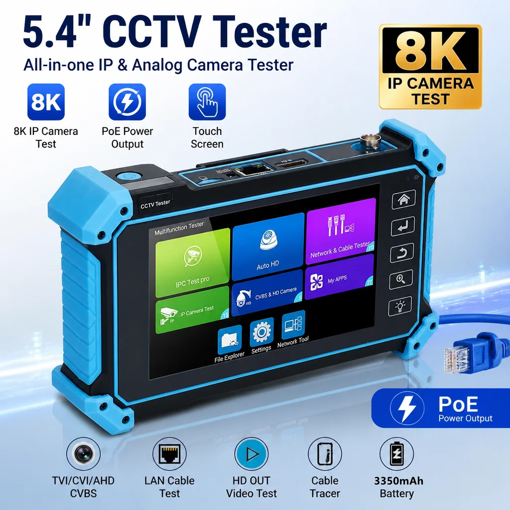 Upgraded IPC‑5100 Plus All‑in‑One IPC Tester 5.4‑Inch High‑Resolution Screen HDMI VGA Input Digital Cable Tracer(Optional) for C