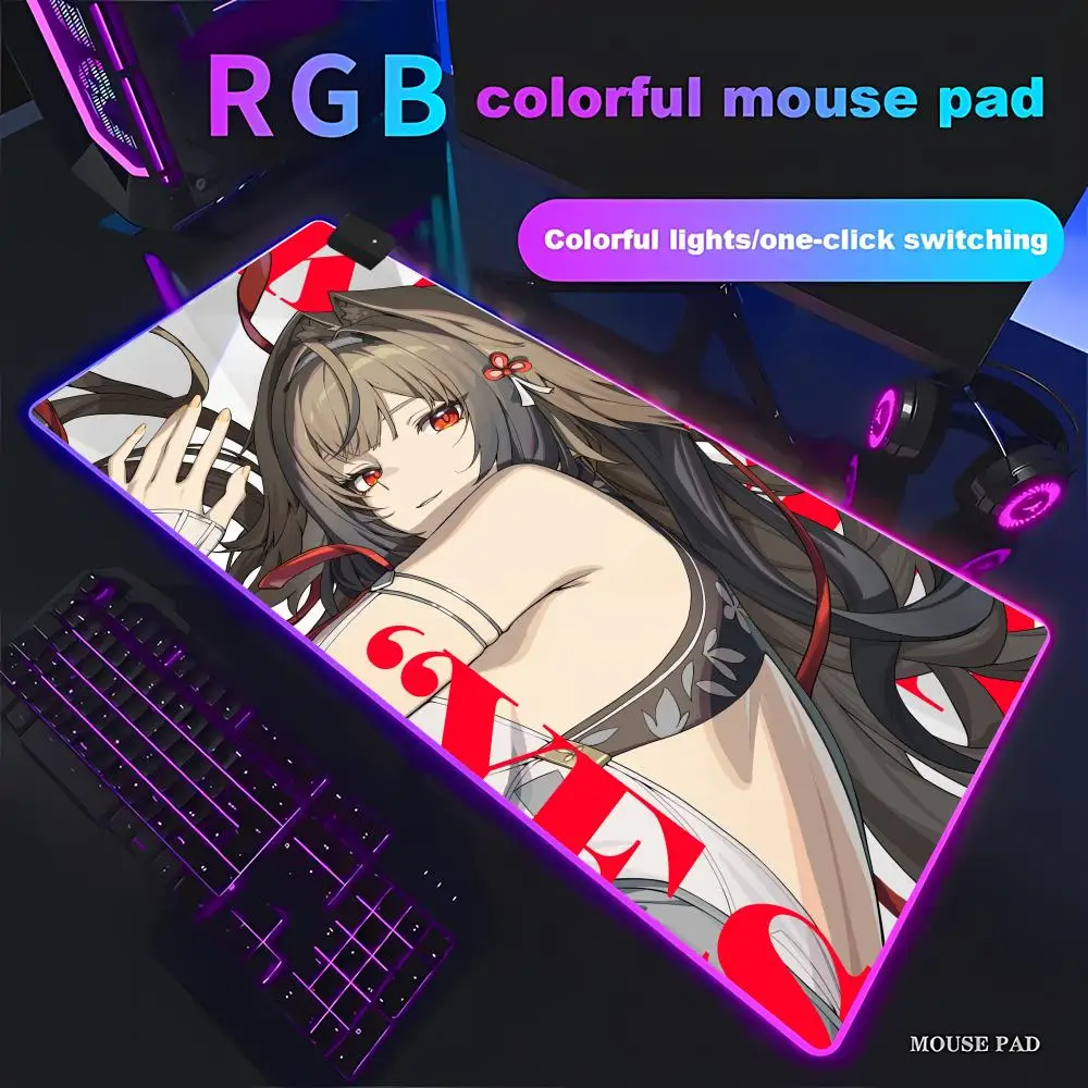 

HYBXAXC Large 900x400mm Zenless Zone Zero Mouse Pad ZZZ Ye Shunguang Game Kaw RGB Mouse Pad HD Gamer LED PC Computer Non-slip