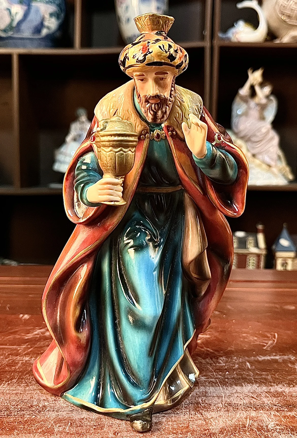 Art Collection Owell Ceramic Western Figures Sculpture Catholic King Statue Nativity Birth of Christ Manger Group Ornaments