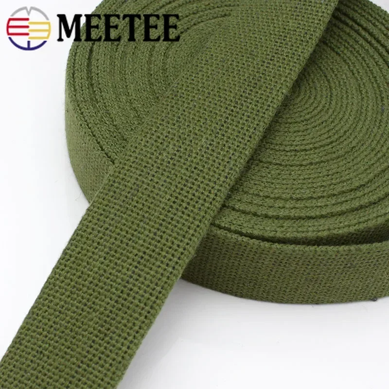 10Meters 15-50mm 2mm Thick Army Green Cotton Webbing Canvas ribbon for Bag Backpack Strap Seat Belt Tape Bias Binding Accessory