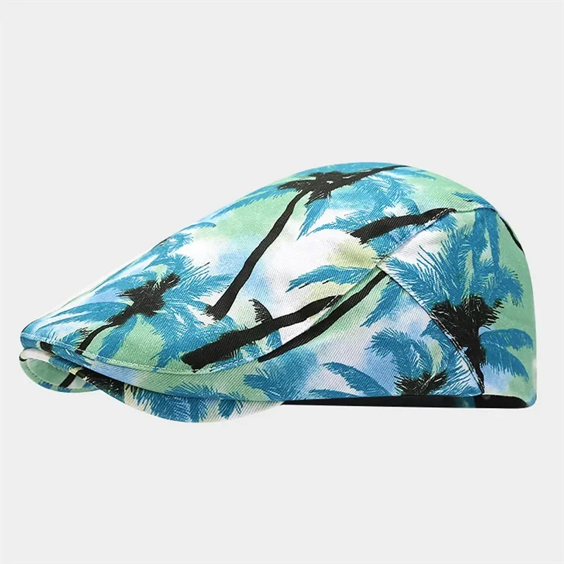 LDSLYJR Four Seasons Cotton Print Newsboy Caps Men Flat Peaked Cap Women Painter Beret Hats 108