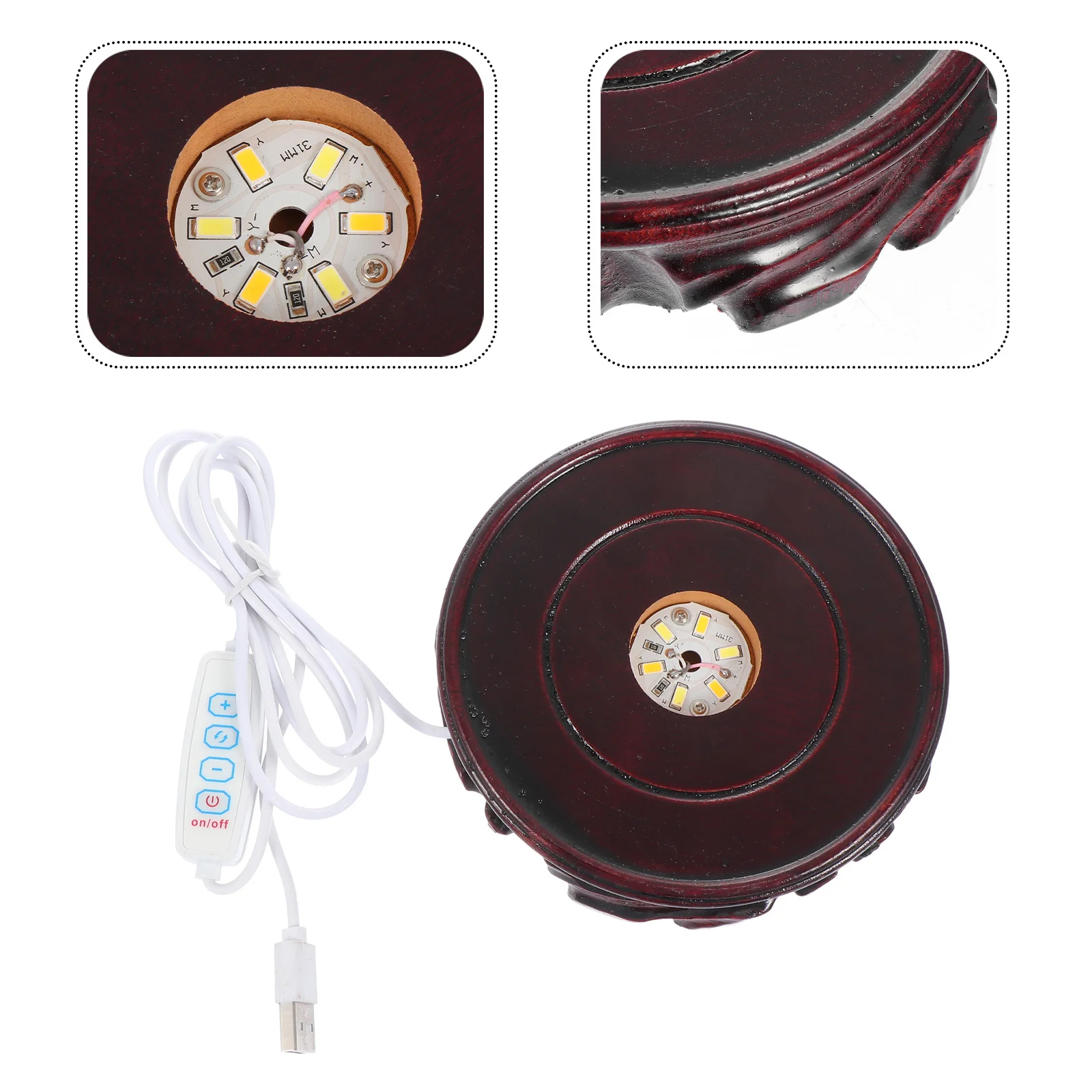 1 قطعة قاعدة متوهجة LED قاعدة خشبية مضاءة مناسبة لحامل كرة كريستال الروائح قاعدة عرض كريستال ضوء دافئ