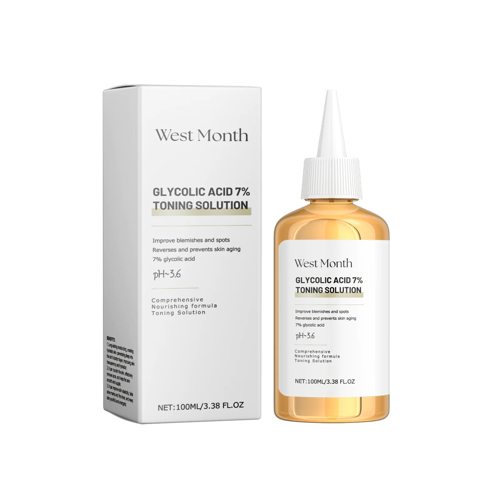 Glycolic Acid 7% Toning Solution Improve Blemishes and Spots reverses and Prevents Skin Aging Moisturizing Toner